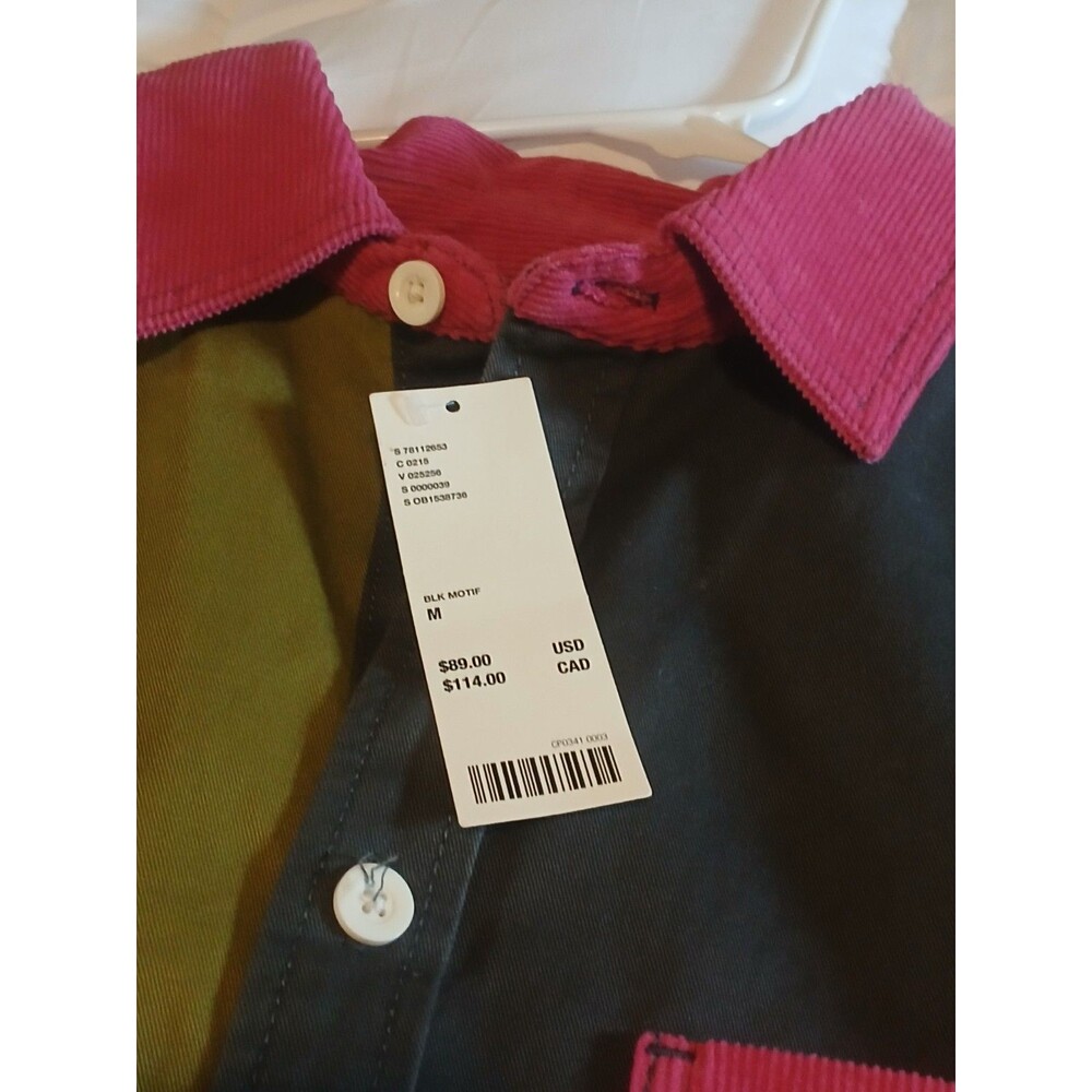 Urban Outfitters Colorblock Patchwork Button Up Shirt 90s Vintage Style M -NWT - Picture 4 of 8